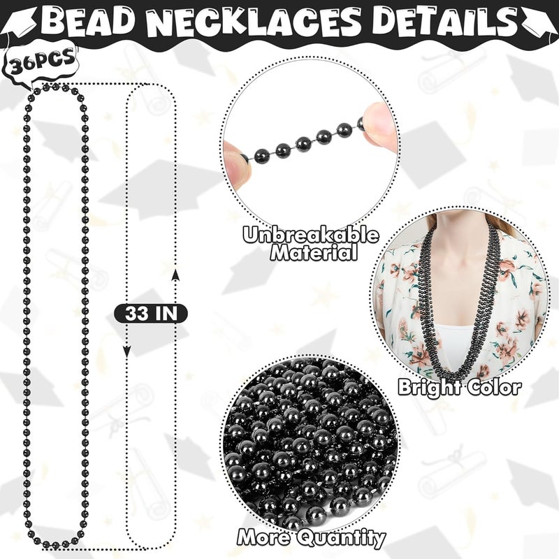 VLUV 36Pcs Beaded Necklace, Mardi Gras Beads Necklaces Accessories, 33 Inch Bead Costume for Women Man, Festival Parade Throw Supplies - Image 2